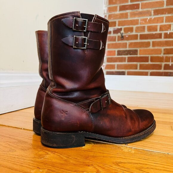 Vintage Congac Frye Distressed Engineer Boots Men's Size 11 D - Picture 5 of 16